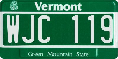 VT license plate WJC119