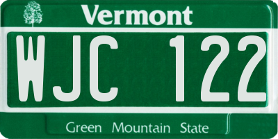 VT license plate WJC122