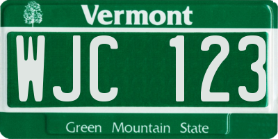 VT license plate WJC123