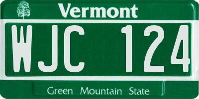 VT license plate WJC124