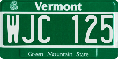 VT license plate WJC125