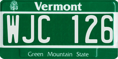 VT license plate WJC126