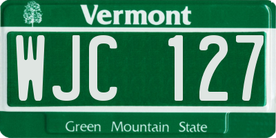 VT license plate WJC127