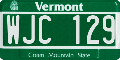 VT license plate WJC129