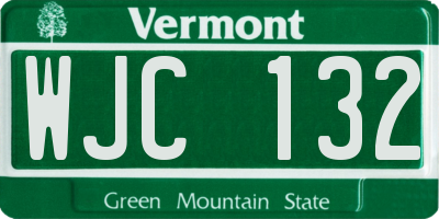 VT license plate WJC132