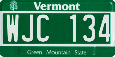 VT license plate WJC134