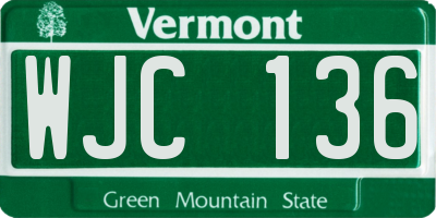VT license plate WJC136