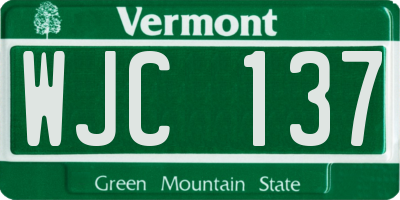 VT license plate WJC137