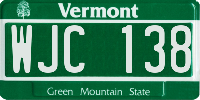 VT license plate WJC138