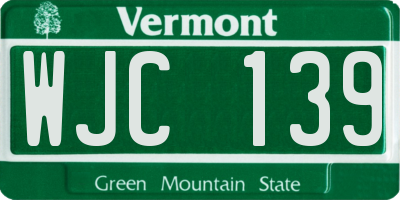 VT license plate WJC139