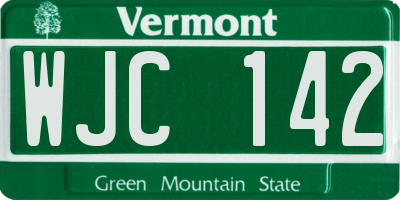 VT license plate WJC142