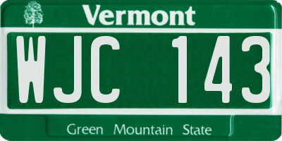 VT license plate WJC143