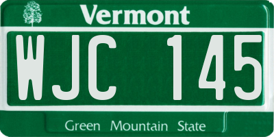 VT license plate WJC145
