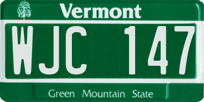 VT license plate WJC147