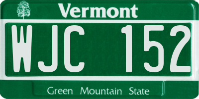 VT license plate WJC152