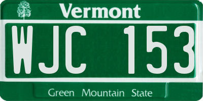 VT license plate WJC153