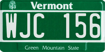 VT license plate WJC156