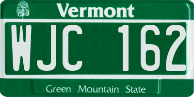 VT license plate WJC162