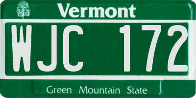 VT license plate WJC172