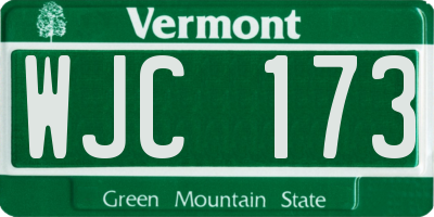 VT license plate WJC173