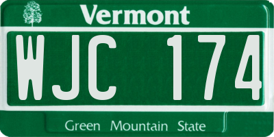 VT license plate WJC174