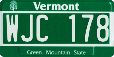VT license plate WJC178