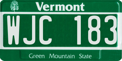 VT license plate WJC183