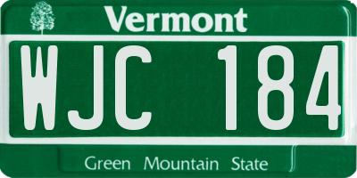 VT license plate WJC184