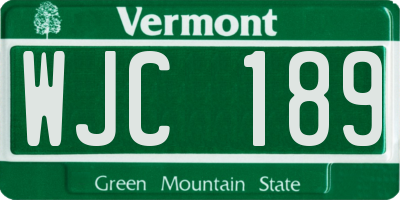 VT license plate WJC189