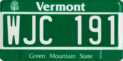 VT license plate WJC191
