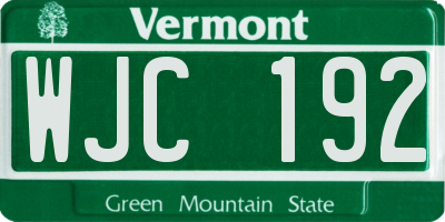 VT license plate WJC192