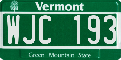 VT license plate WJC193