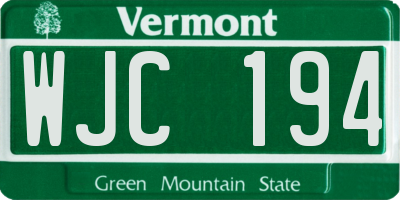 VT license plate WJC194