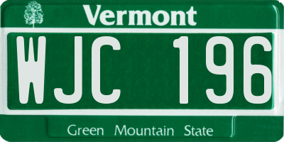 VT license plate WJC196