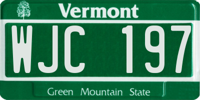VT license plate WJC197