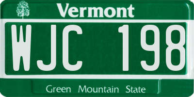 VT license plate WJC198