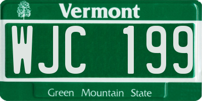 VT license plate WJC199