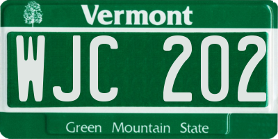 VT license plate WJC202