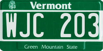 VT license plate WJC203