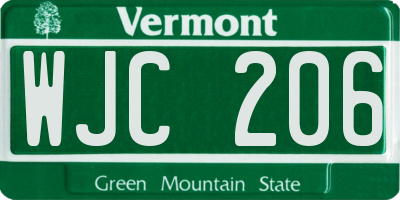 VT license plate WJC206