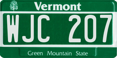 VT license plate WJC207