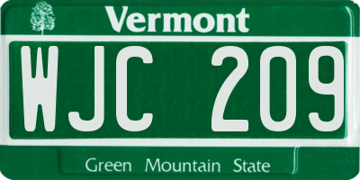 VT license plate WJC209