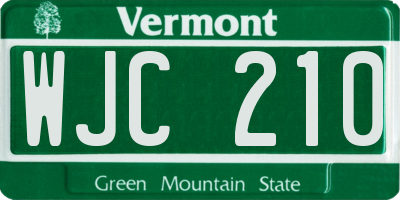 VT license plate WJC210
