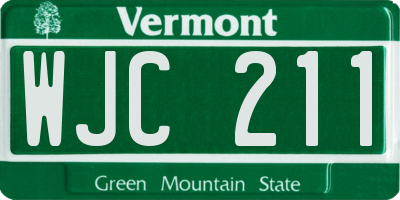 VT license plate WJC211
