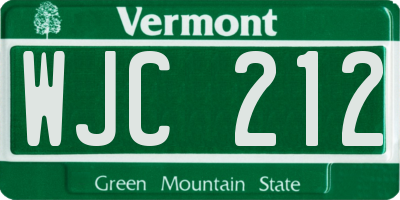 VT license plate WJC212