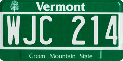 VT license plate WJC214
