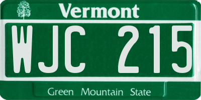 VT license plate WJC215