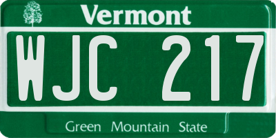 VT license plate WJC217