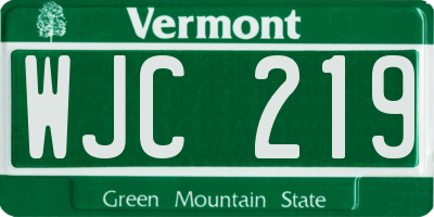 VT license plate WJC219