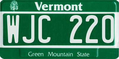 VT license plate WJC220